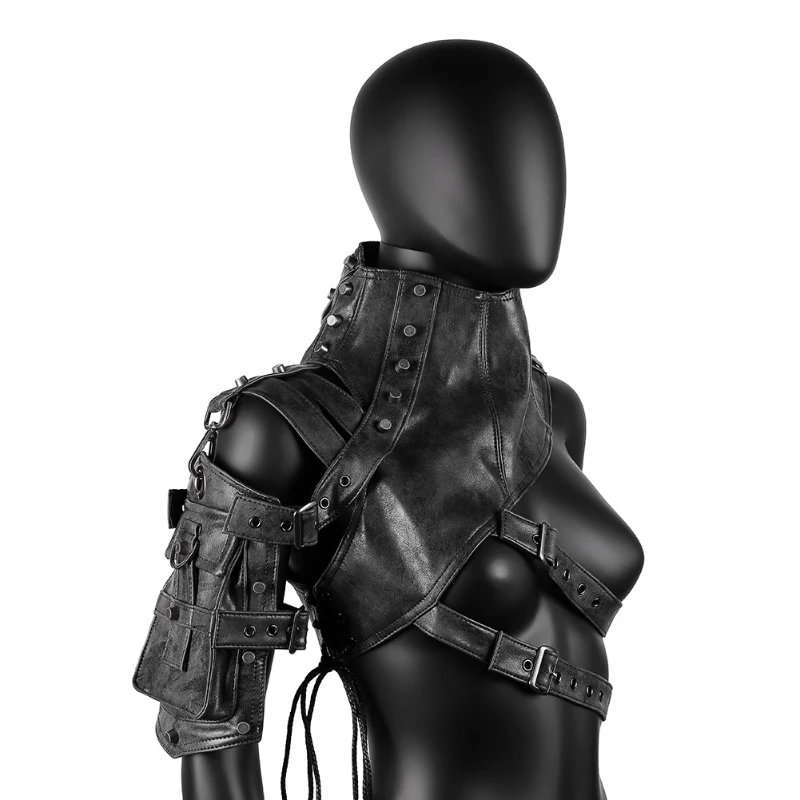 

New bag women's European and American punk PU leather women's shoulder bag, Halloween stage performance armor accessories