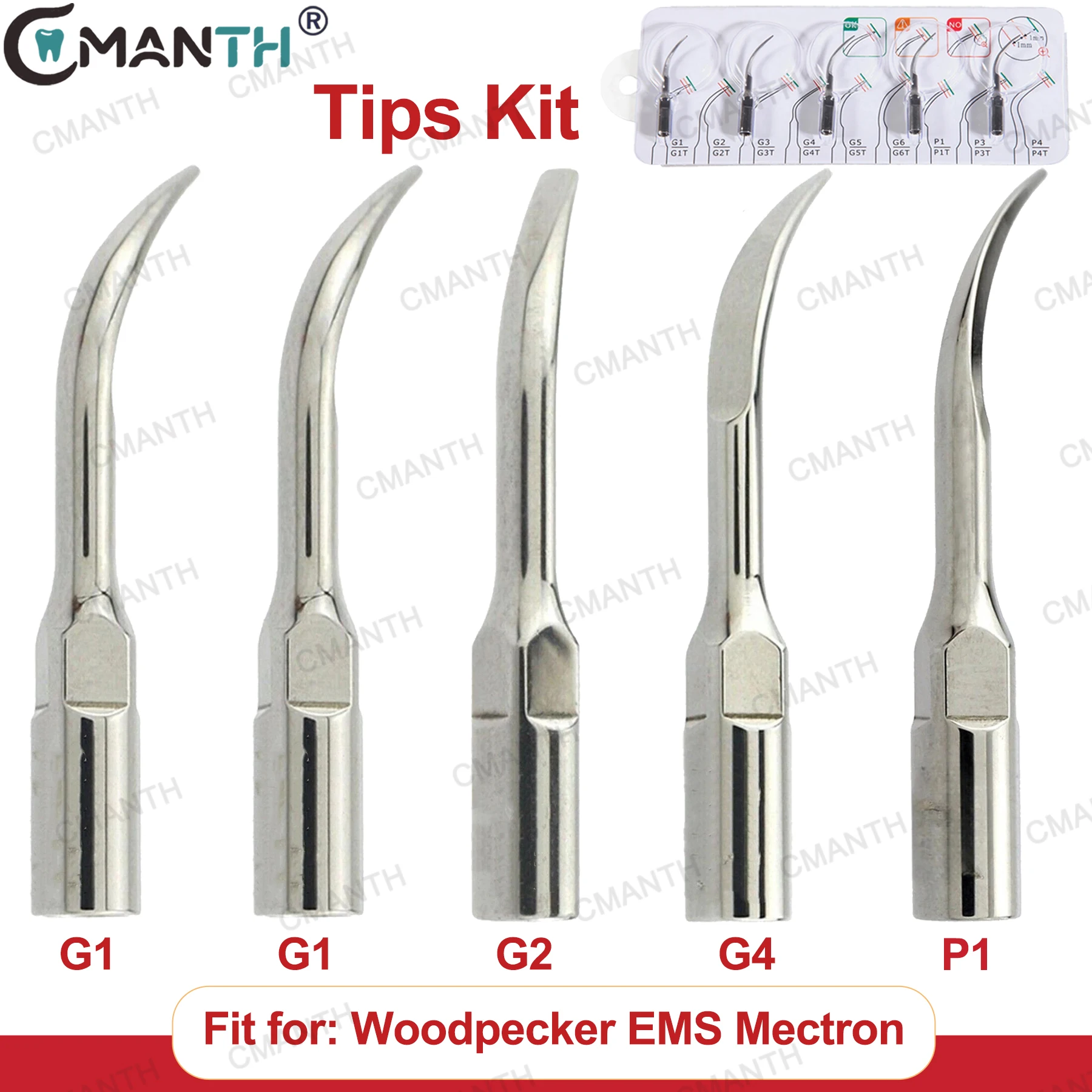 

Dental Ultrasonic Scaler Tips Scaling Tips Kit G1 P1 fit for WOODPECKER EMS Ultrasonic Scaler Handpiece Teeth Whitening Tools