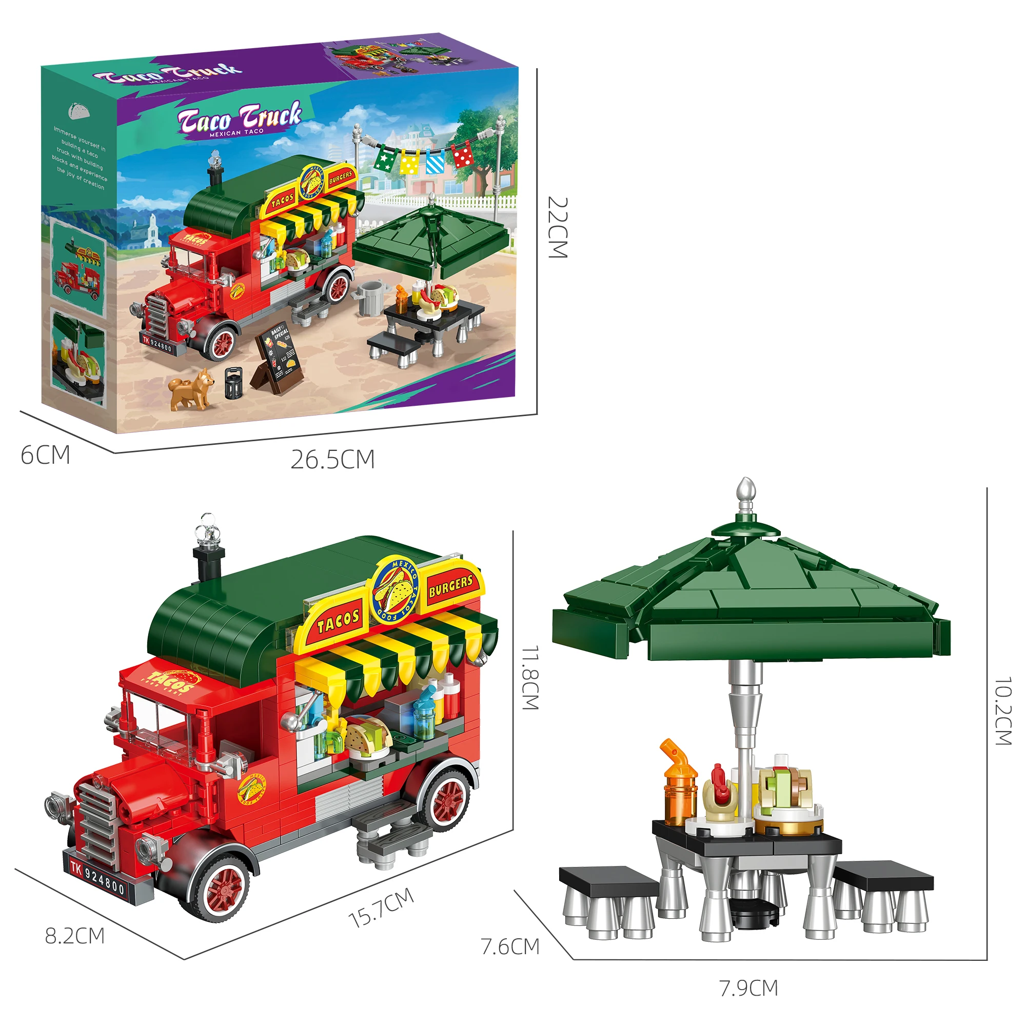 615 個ストリートシーンフードトラック DIY 小粒子モデル組立おもちゃビルディングブロックデスクトップカーモデル装飾誕生日ギフト