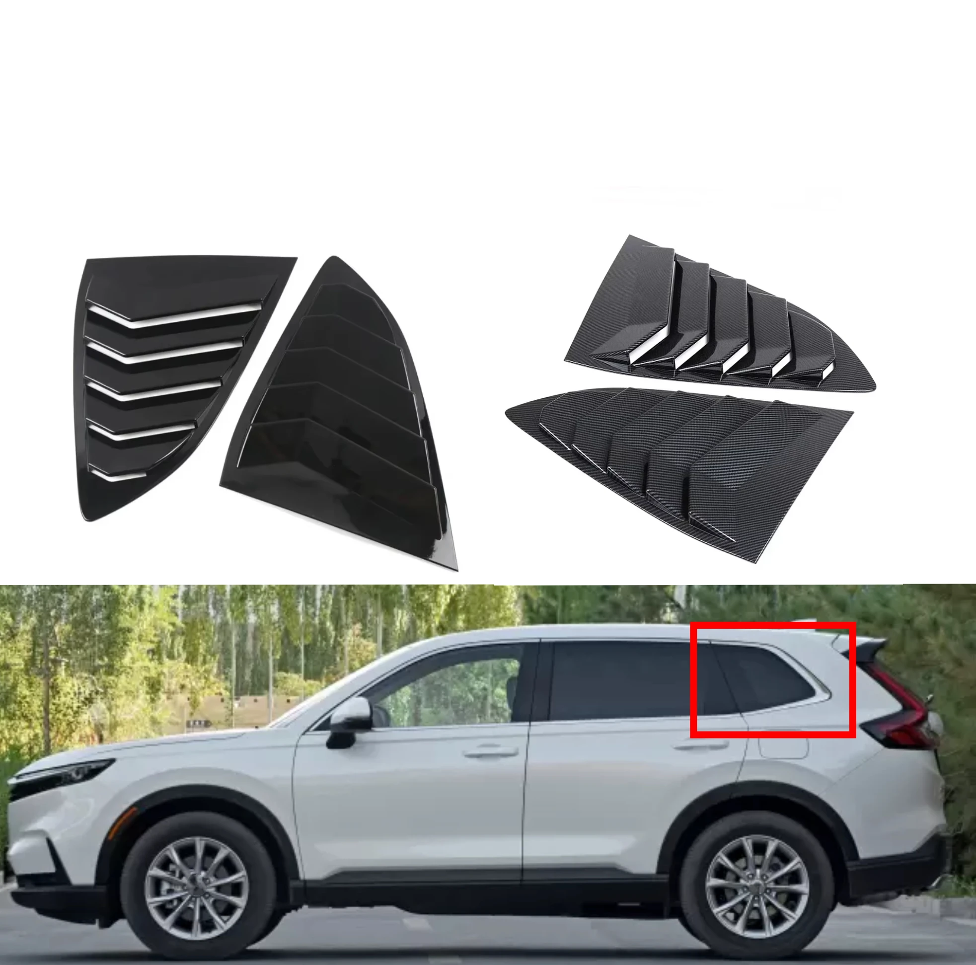 

For Honda CR-V CRV 2017 2018 2019 2020 2021 2022 Car Rear Window Louver Shutter Cover Side Vent Blinds Trim Sticker Carbon Fiber