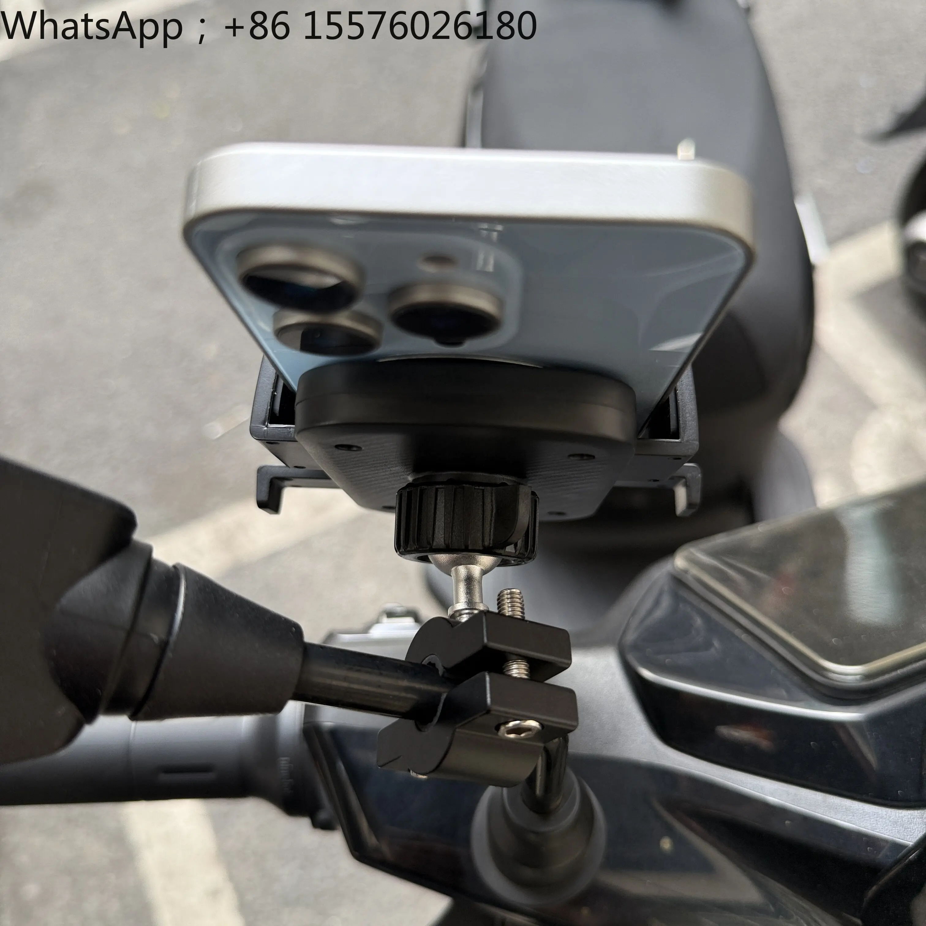 Electric Vehicle Rearview Mirror Rod with Fixed Bracket Shock Absorption, Disassembly-free Metal Clip 360 Riding Navigation