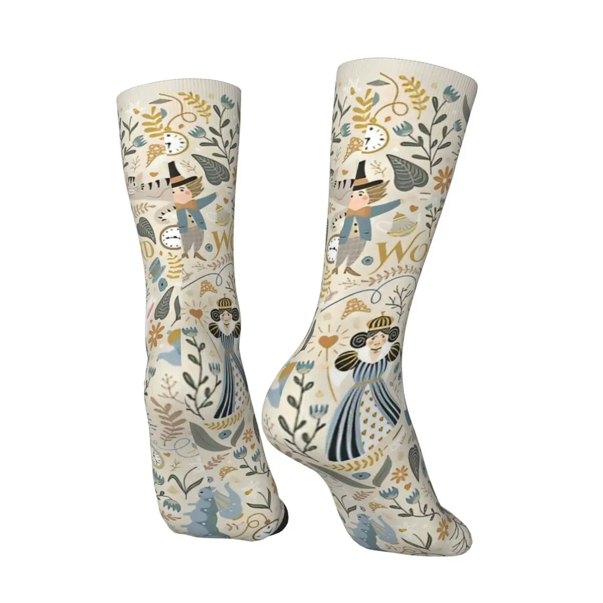 Alice's Adventures In Wonderland Socks Casual Stockings Men Comfortable Running Socks Autumn Printed Anti Sweat Socks