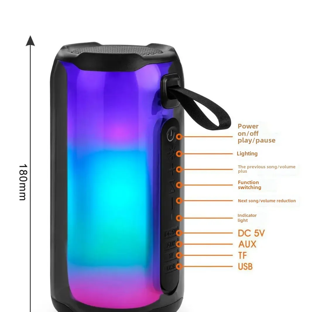 New Portable Bluetooth Speaker PULSE5 Gradient Light 5th Generation Bass Cannon Outdoor Bluetooth Soundbox Low Noise Makers