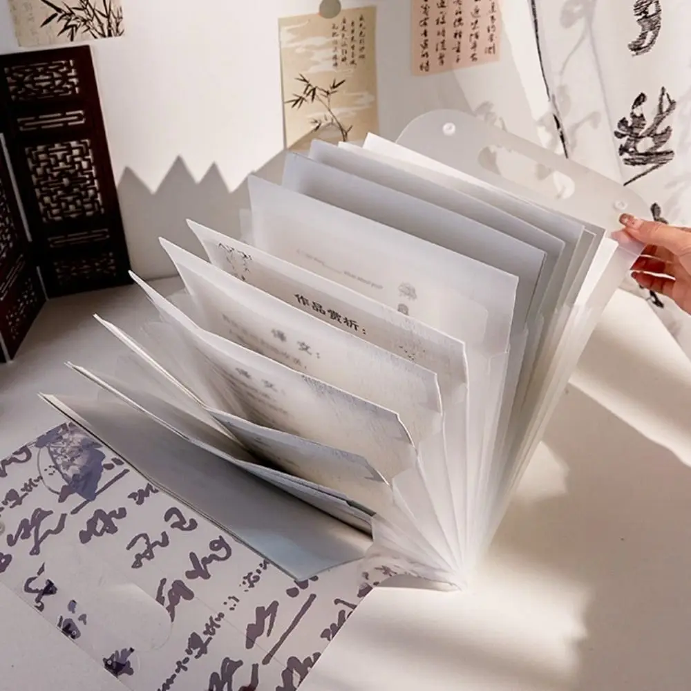New Chinese Style Butterfly File Folder 13 Layers Plastic Waterproof Folder Transparent Square Handheld File Folder Student