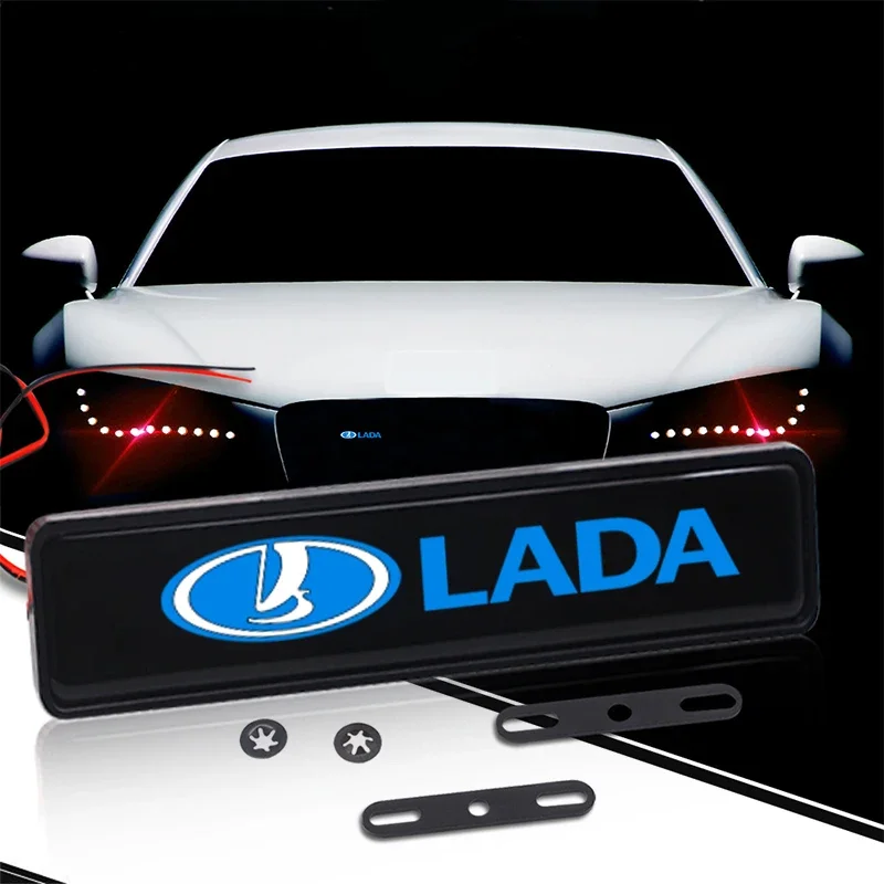 New Car LED Front Hood Grille Emblem Badge Decorative Light For Lada Samara Vaz 2110 2109 2112 2114 Largus Priora Xray Kalina