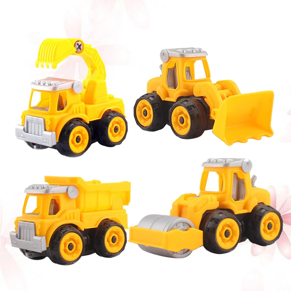 4 Pcs Toy Car Early Learning Disassembly Engineering Truck Cars Disassemble Educational Child