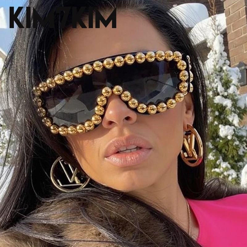 Trendy Punk Quadratische Sonnenbrille Männer Frauen 2025, Luxus Marke Vintage Randlose Sonnenbrille Großen Rahmen Steampunk Brillen UV400 Shades