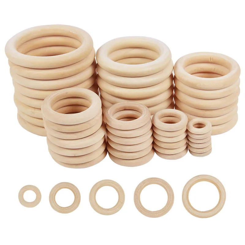 20-80mm DIY Jewelry Making Crafts Unfinished 5/10/15/20/25/50Pcs Wooden Round Circle Wood Rings Baby Toys Handmade Accessories