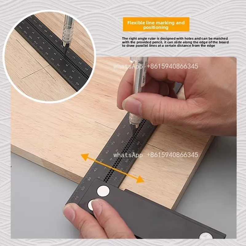 Multi functional right angle ruler with 90 degree high-precision woodworking correction and marking guide