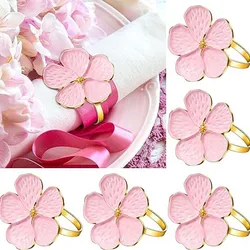 12pcs Pink Napkins Rings Big Flower Holders For Hotel Banquet Wedding Party Event Christmas Thanksgiving Dining Table Decoration
