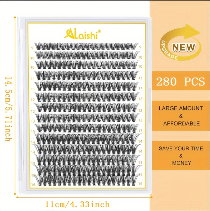 AILAISH280pcs 40D Cluster Lashes DIY Eyelash Extension D Curling Long Individual Faux Mink Lash Clusters Extensions 0.07