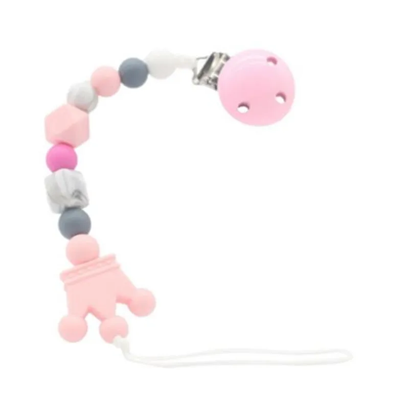 Clip per ciuccio in silicone con corona, clip per ciuccio fatte a mano per bambini, catena per supporto, catena per dentizione per massaggiagengive infantile