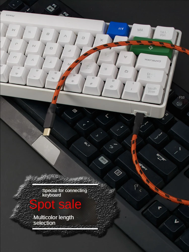 Câble de données USB vers type-c pour clavier mécanique personnalisé, tressé de haute qualité