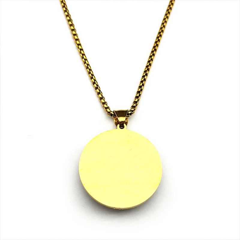Stainless Steel Muhammad Arabic Muslim Islam Allah Glass Pendant Necklace Chain Gold Color Quran Necklaces Amulet Jewelry Gift