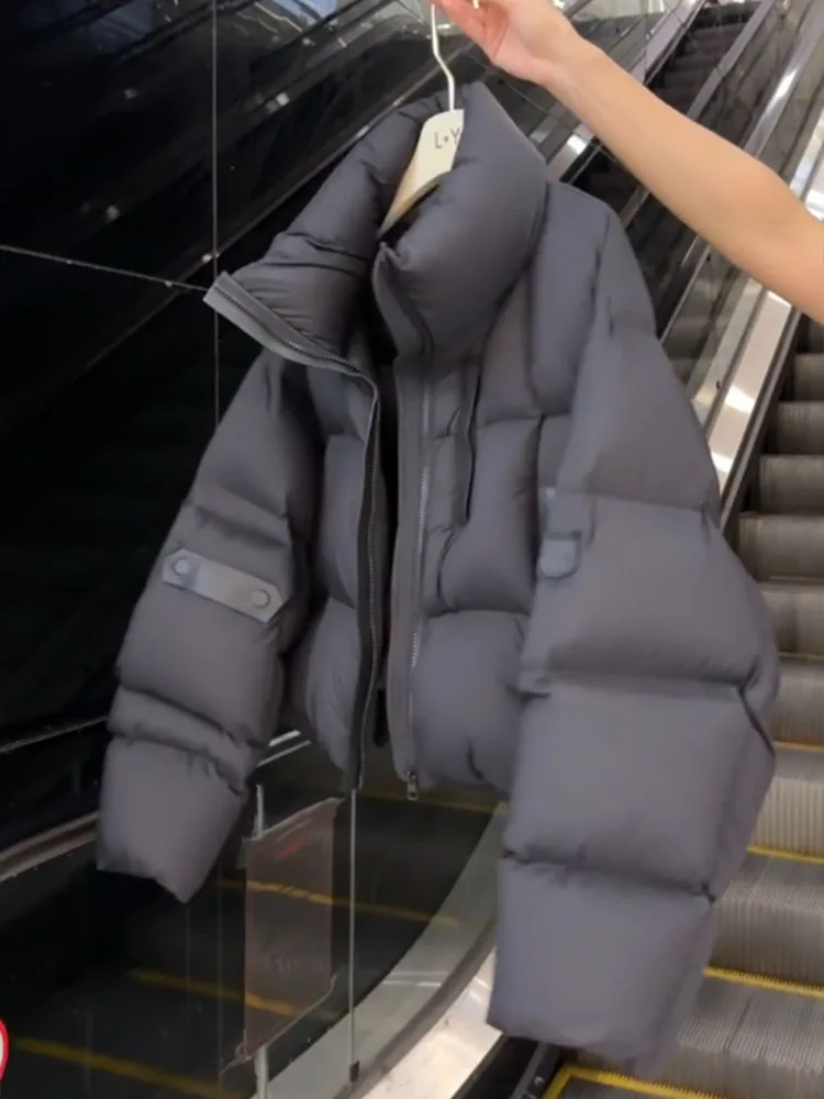 Coreano Sle Or Bla Feminino para baixo Jaet 2024 Inverno Faionable High-End Cact Tamanho Casacos Commute Sle Poliéster...