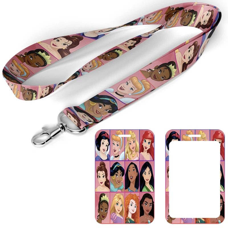 A3592 Cartoon princess Lanyard For Keys Chain ID Credit Card Cover Pass Phone Charm Neck Strap Badge Holder Key Ring Accessories