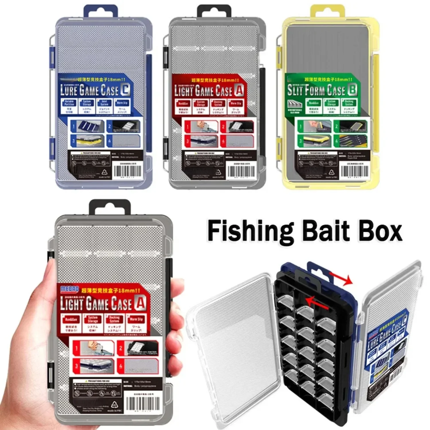 

Portable Fishing Bait Box Waterproof Bait Lure Hook Boxes Compartments Shockproof Adjustable Partition Fishing Gear