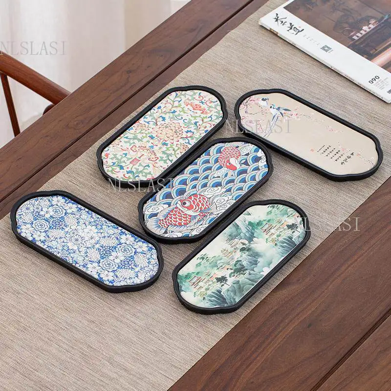 Ceramic Tray Tea Tray Chinese Style Water Absorption Small Dry Foam Tray Household Kung Fu Teaset Trays Tea Ceremony Accessories