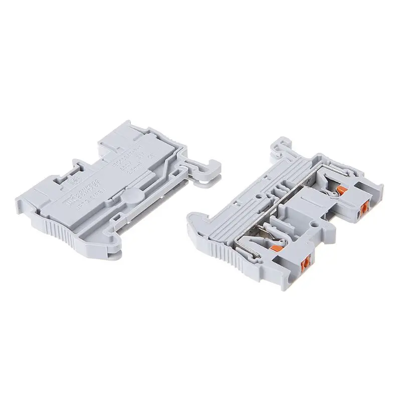 SZ 10pcs/set PT 2.5 Push-In Din Rail Mounted Terminal Blocks Spring Screwless Feed