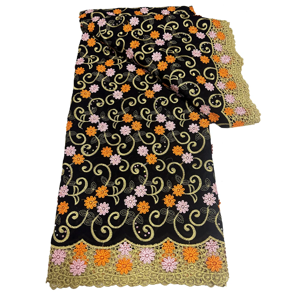 Newest Swiss Voile Lace 3D Flower Embroidered With Water Soluble Lace Fabric  For High Quality Nigerian Women Dresses 5 yards