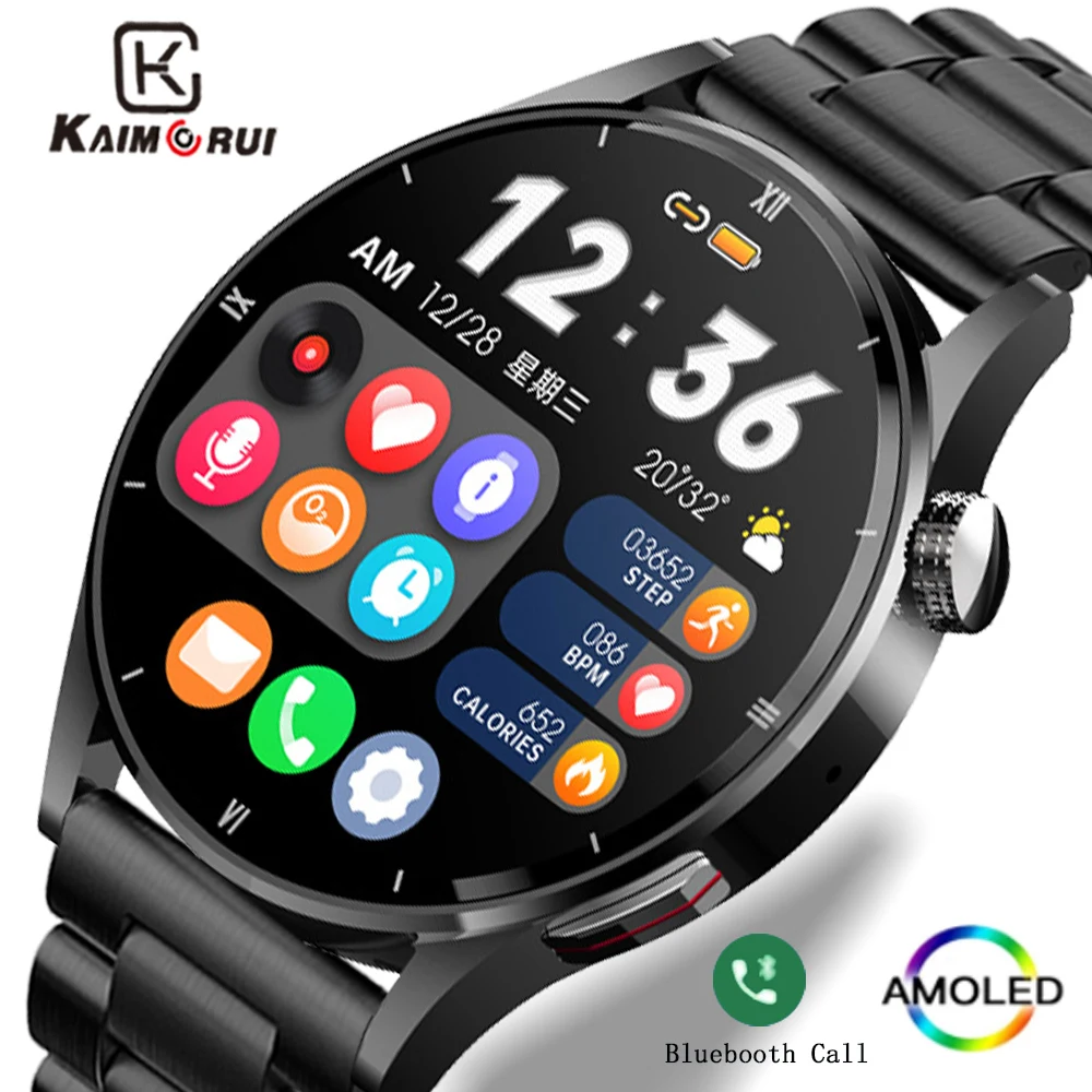 

KAIMORUI 2023 Bluetooth Call Smart Watch For Men AMOLED HD Screen Sport Fitness Fitness Bracelet Health Clock Men's Smartwatch