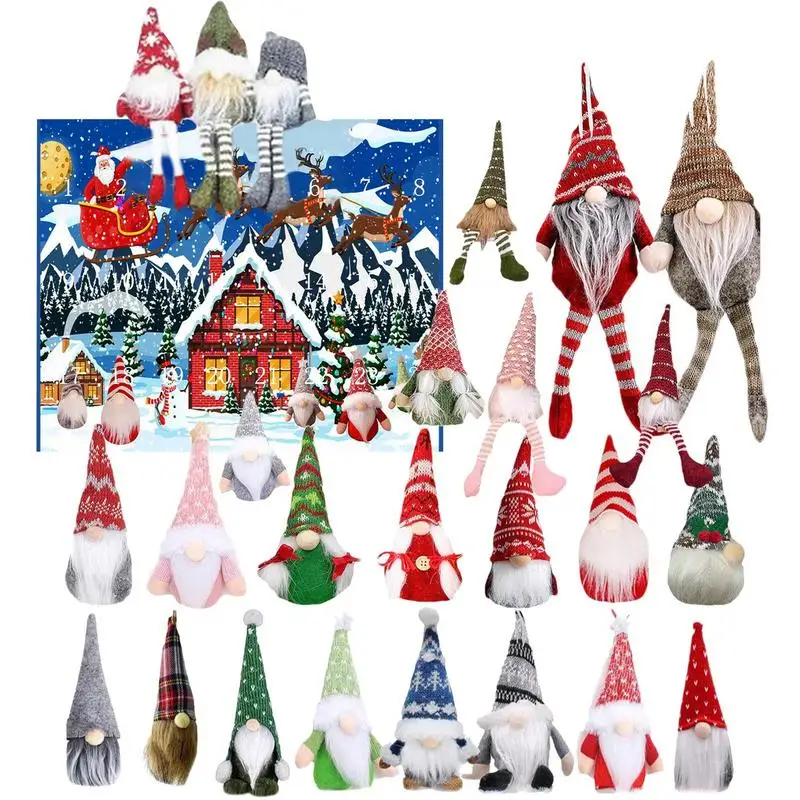 Christmas Countdown Calendar for Kids 24 Days Gnome Doll Christmas Advent Calendar Multi-Purpose Stocking Stuffers Xmas Gifts