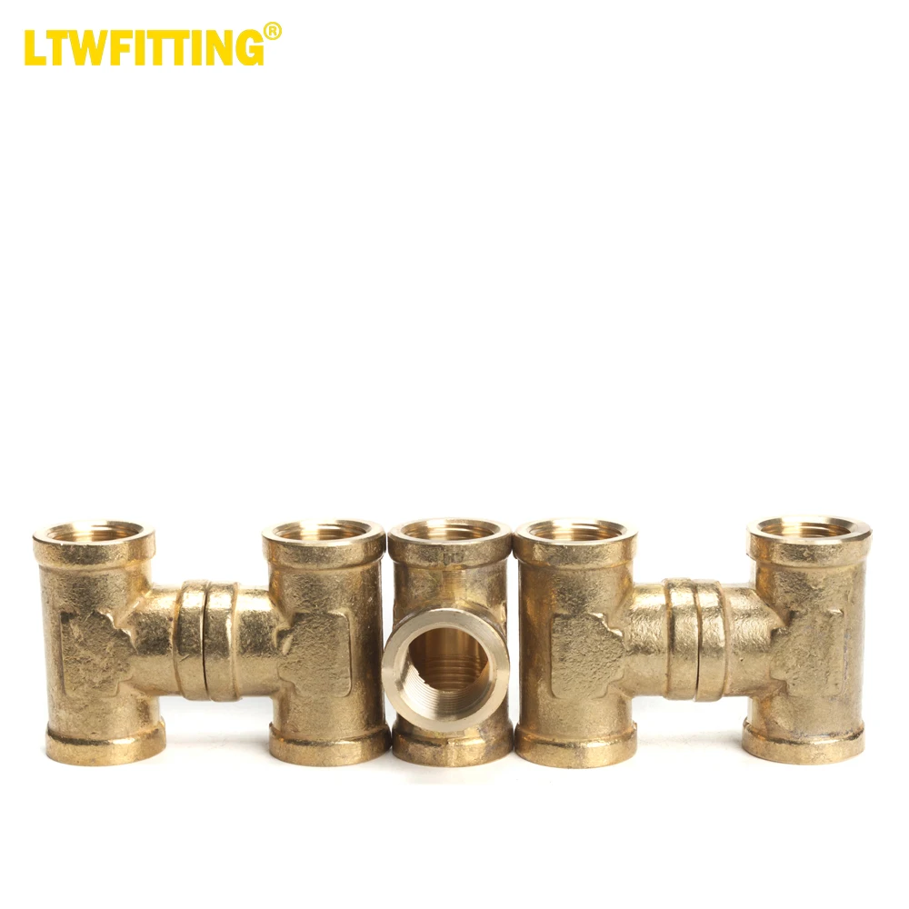 

LTWFITTING Brass Pipe Fitting 3/8" Female NPT Thread Tee Fuel Air(Pack of 5)