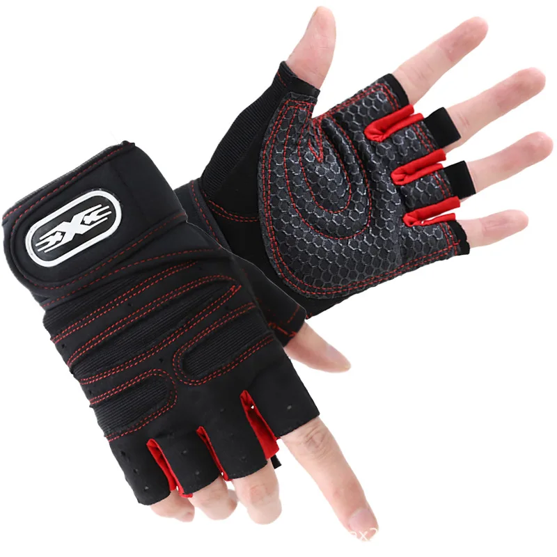 Dumbbells Gym Weightlifting Gloves Half Finger Fitness Bodybuilding Workout Palm Protect for Women Men Sport Training Fingerless