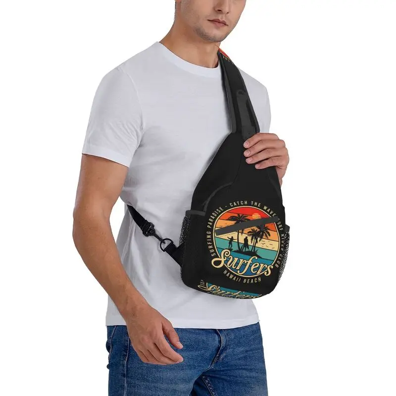 Mochila de ombro crossbody personalizada para homens, bolsa de peito, mochila de viagem, praia e surf, verão