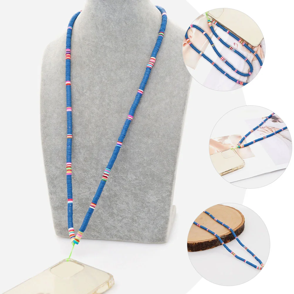 Mobile Phone Chain Lanyard Hanging Beaded Neck Strap Pink Bangles Rope Lanyards Cellphone Wristband Long