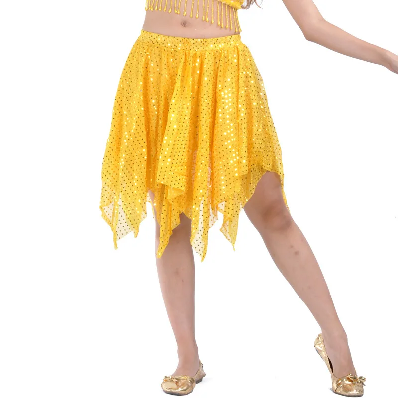 12สี Candy Sequins Tribal Belly เต้นรำผ้าพันคอสะโพกเข็มขัด Bellydance กระโปรงเอวผู้หญิงเซ็กซี่ Tribal Belly Dance เต้นรำ