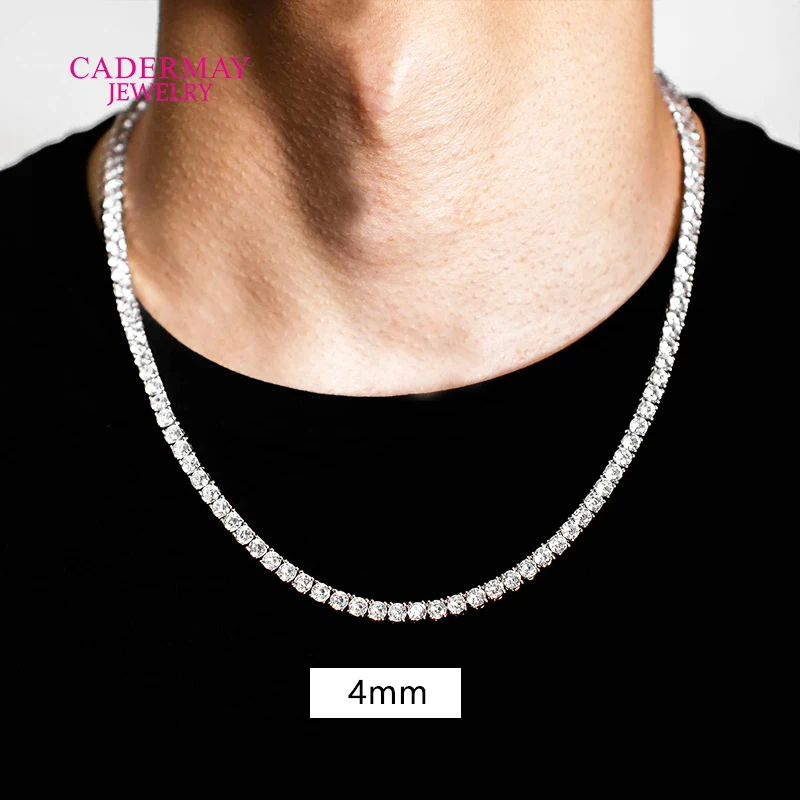 Round 3mm 4mm 5mm VVS Moissanite Tennis Chain Pass Diamond Tester Solid 925 Silver Tennis Chain Hiphop Jewelry Gift Men Women