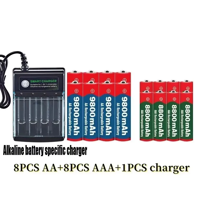 NEW 1.5V AA9800mAh+AAA8800mAh+USBcharger 1.5V, Rechargeable Nickel Hydrogen Battery, Used for Electronic Toys, Camera Batteries
