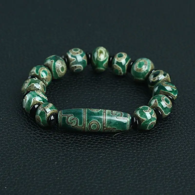 New Three-eye Dzi Beads Ethnic Style Cultural Play Buddha Beads Dzi Beads Agate Bracelet