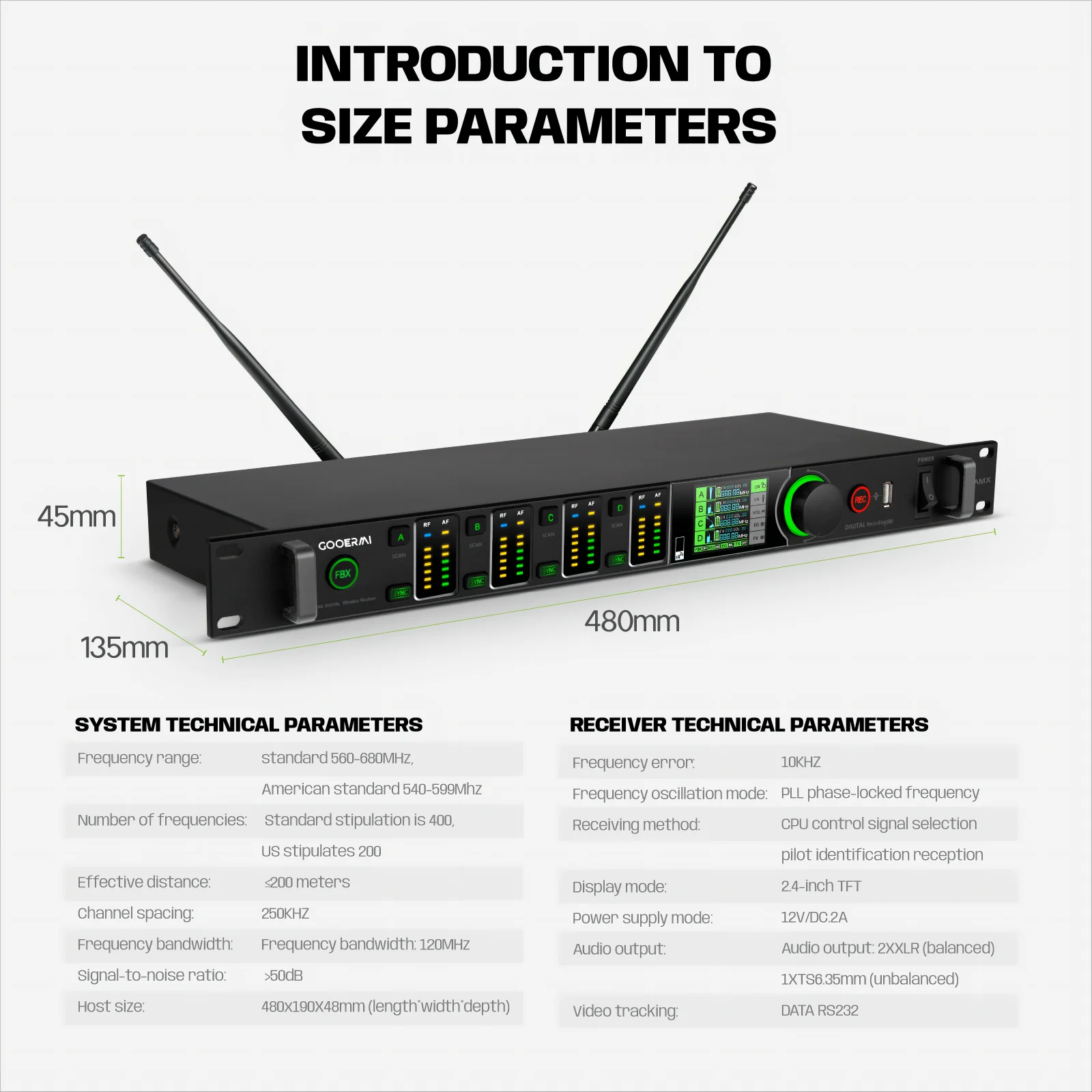 GMW-M300 ميكروفون لاسلكي 200 متر التنوع الحقيقي 4-قناة عواء FBX المرحلة نظام ميكروفون الكاريوكي #2