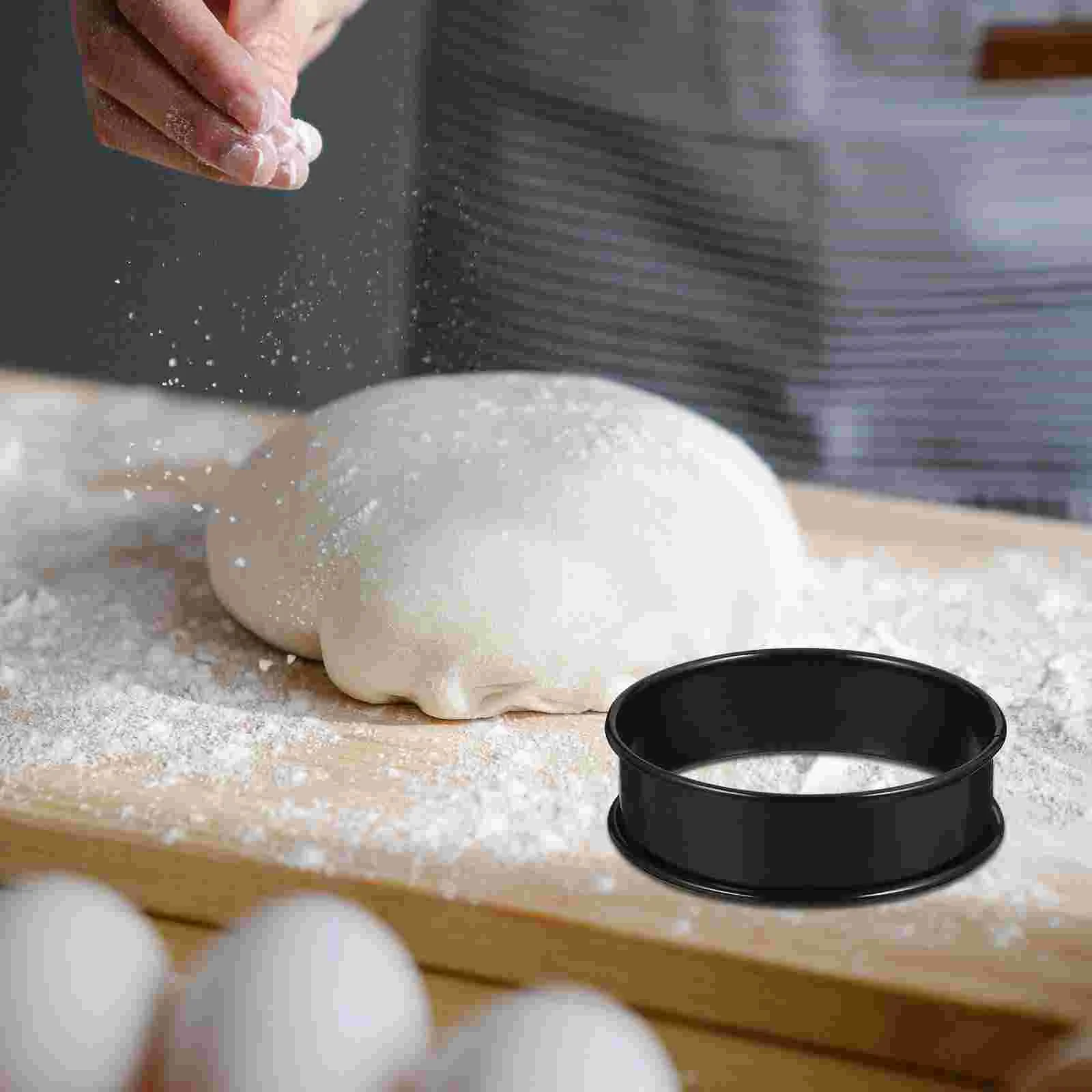

4 Pcs Food Containers with Lids Waffle Mold Baking Rings Tart Cooking Muffin Supplies Black English Stainless Steel