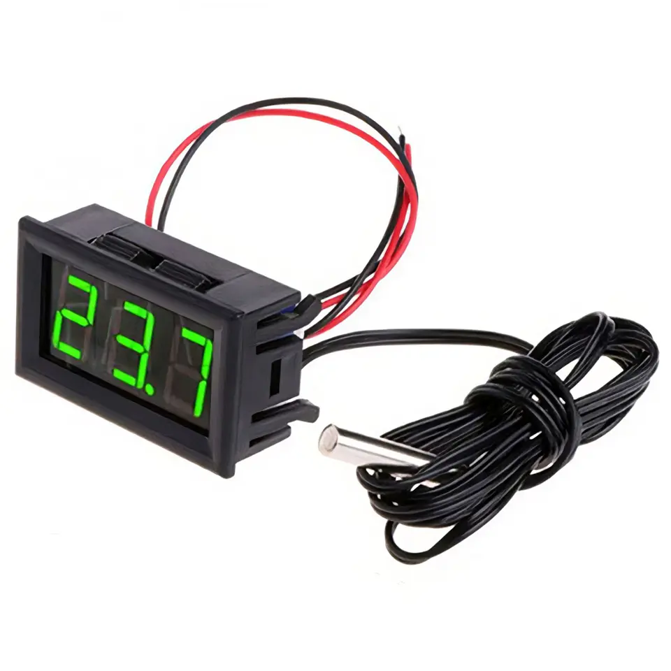 مقياس حرارة رقمي LED للسيارة، مقياس مراقبة درجة الحرارة مع مجس حرارة، يعمل على DC 5-12V - 2