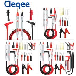 Cleqee-Kit de cables de prueba de multímetro serie P1503 con sonda de aguja reemplazable, Clip de cocodrilo de enchufe Banana de 4mm, Cable de prueba SMD