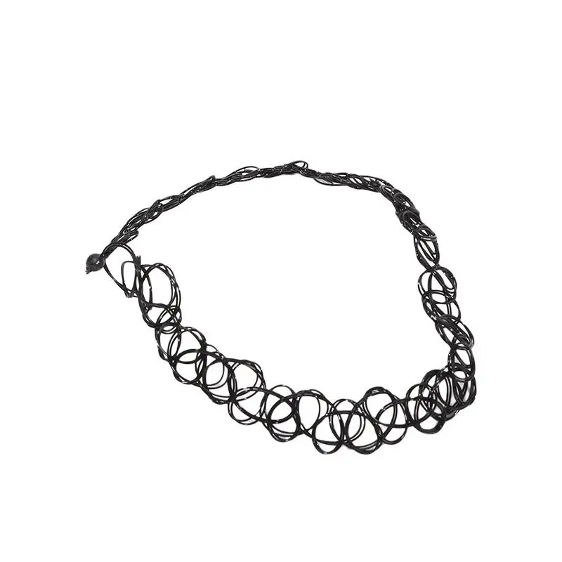 6 Teile/satz Schwarz Spitze Colliers Halskette Set Vintage Gothic Punk Elastische Halskette Frauen Hals Kragen Und Halskette Kombination Set – Detail 7