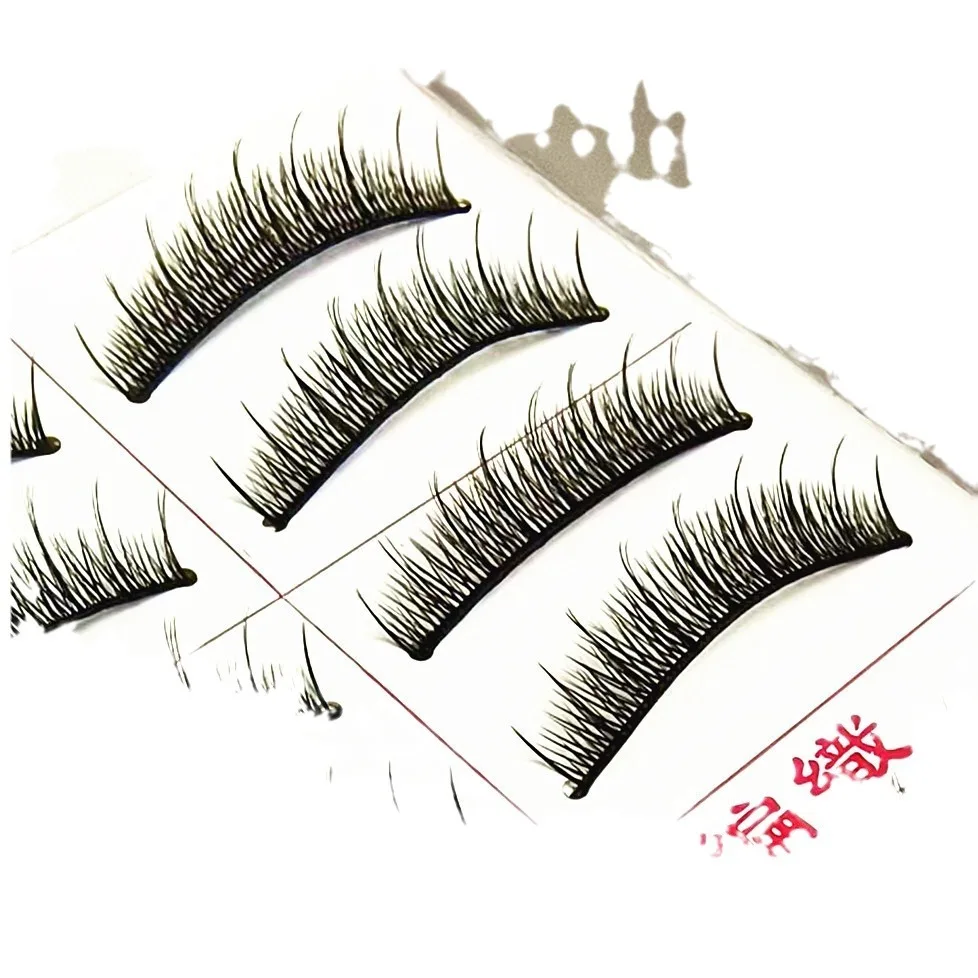 10 คู่ขนตาปลอมสั้นธรรมชาติ Hard Stem สามารถรองรับ Double Eyelids False Lashes Patch หนาหยิก