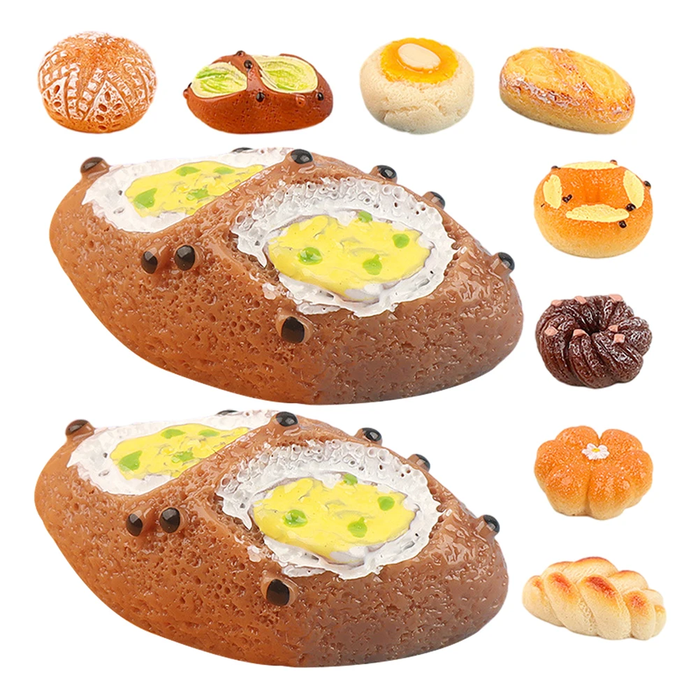 Modèle de pain de Simulation en résine, 18 pièces, Mini accessoire alimentaire artificiel, jouet éducatif décoratif réaliste