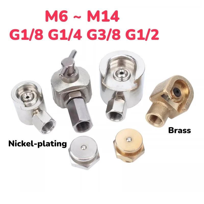 Brass Press Ball Male Thread Flat Brass Grease Nozzle for Grease Gun M6 ~ M14 G1/8 G1/4 G3/8 G1/2 Replacement Lubrication