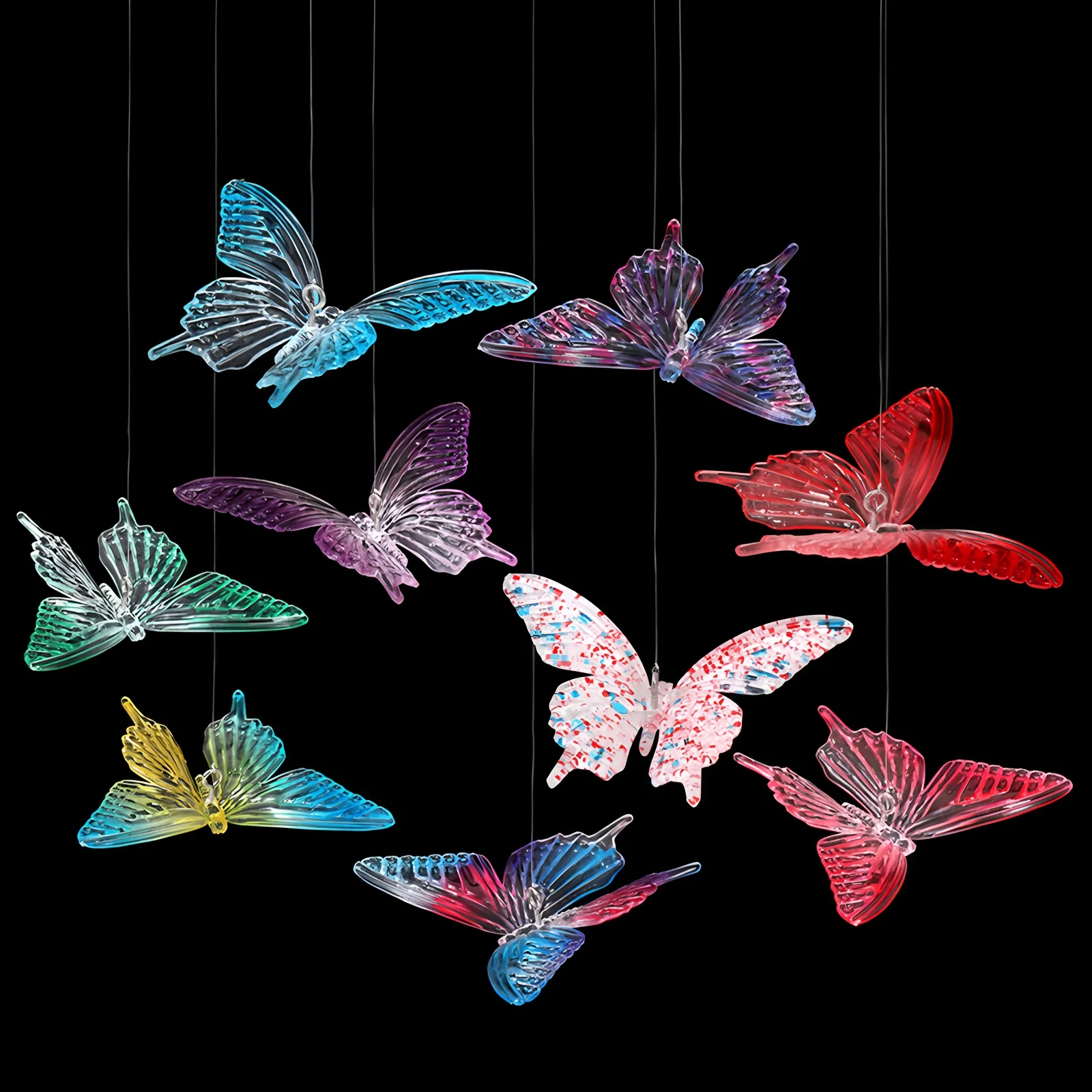 

10 Transparent Butterfly Pendants, Dreamy And Lively Party Decorations, Wedding Window Beautification Lamp Pendants
