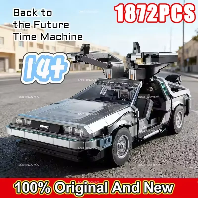 Nouveau kit de blocs de construction de la machine à temps de Retour vers le futur 10300, voitures DeLorean DMC-12, 1872 pièces, collections, jouets faits à la main, cadeaux idéaux