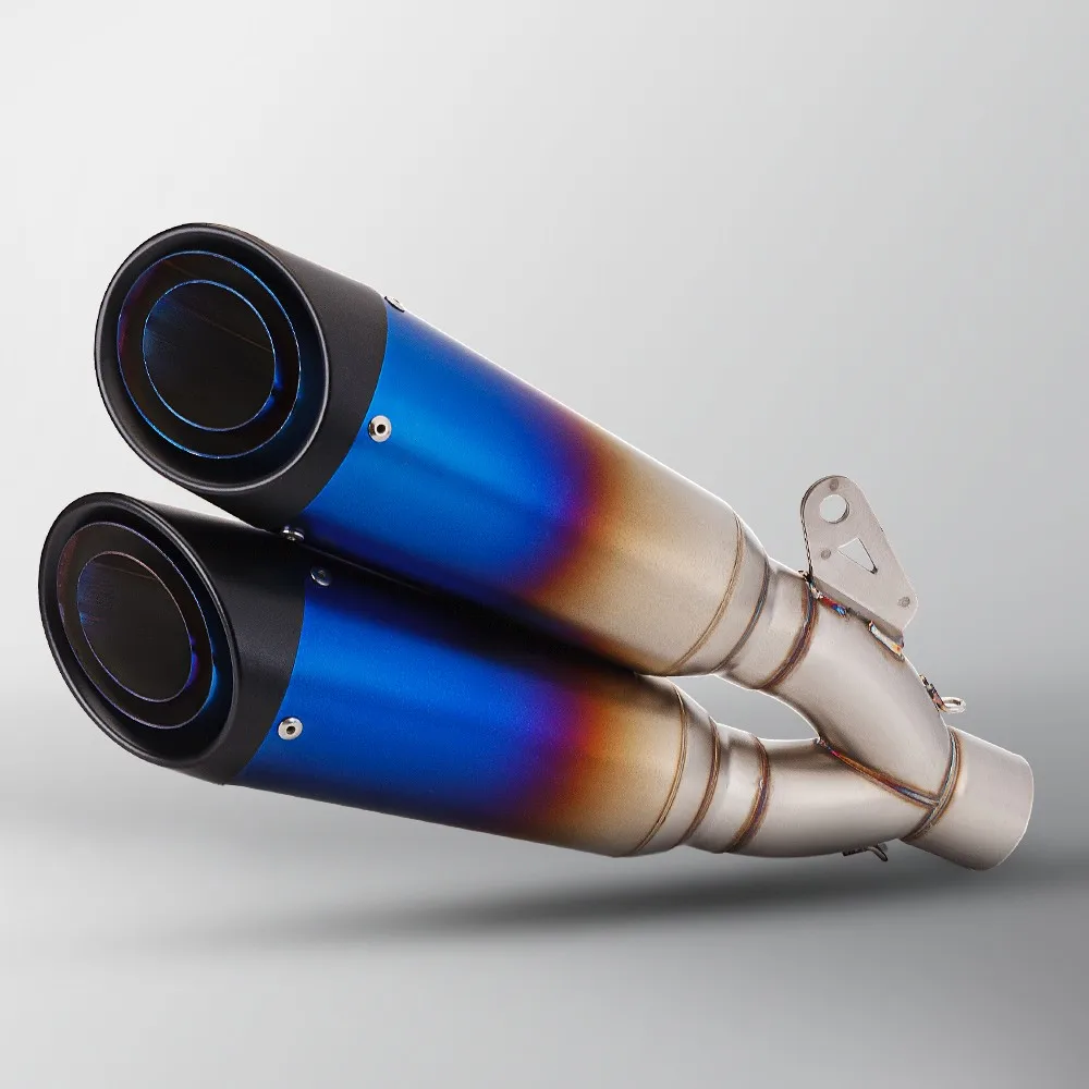 

double hole Universal 51MM motorcycle exhaust pipe muffler exhaust pipe stainless steel C26 For zx4r mt07 pcx125