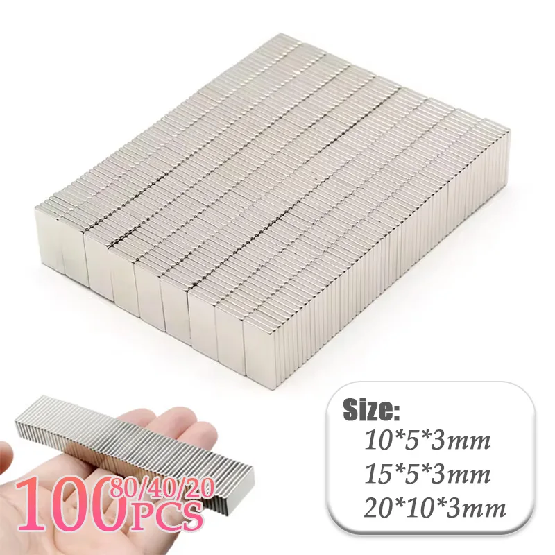 20-100PCS NdFeB Powerful Fridge Magnets Self-Adhesive Backing Square Rare Earth Neodymium Magnet Sheets Crafts DIY Magnetic Wall