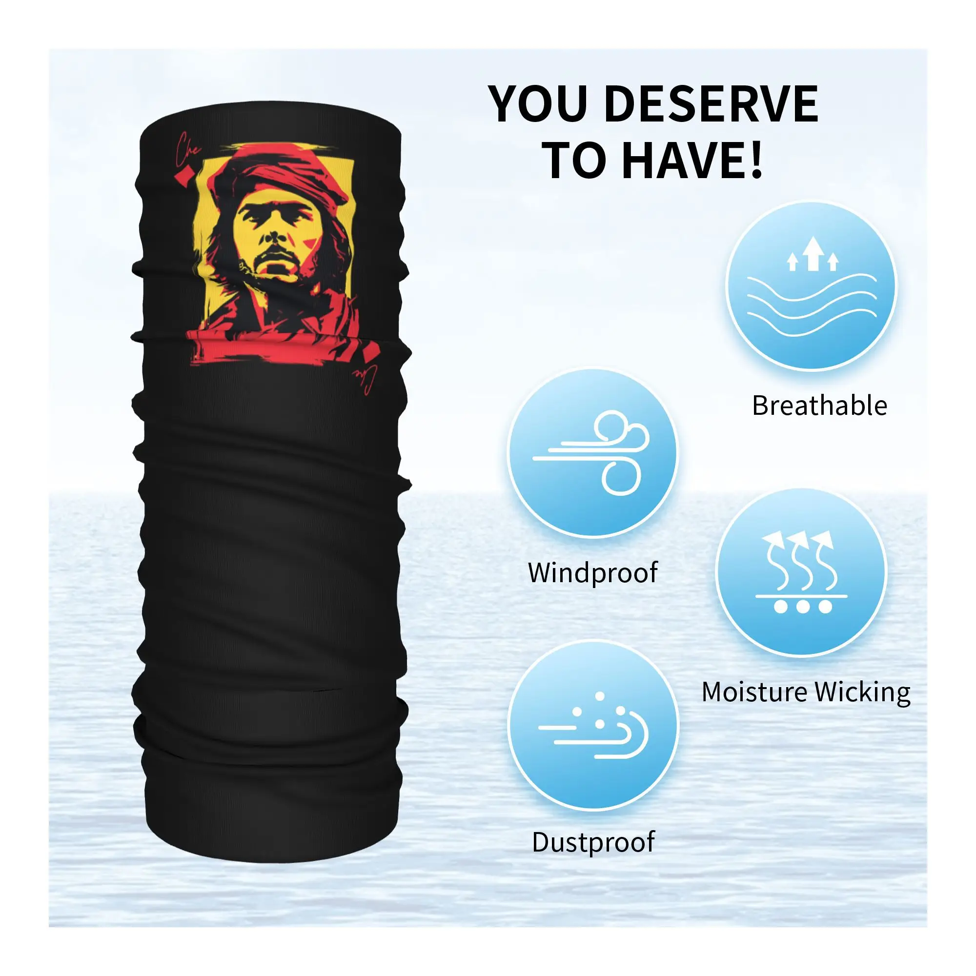 Che Guevara Bandana Neck Cover Printed Wrap Mask Scarf Warm Face Mask Running Unisex Adult Washable