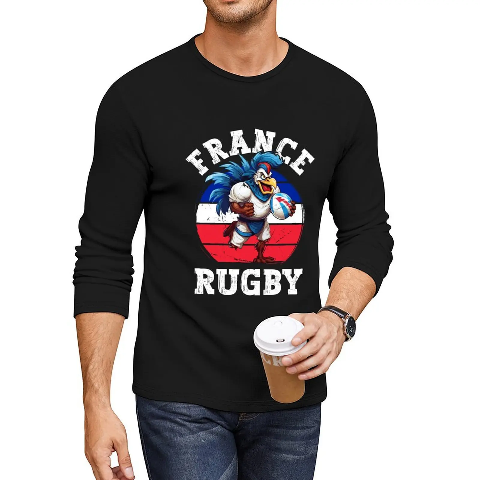 

Rugby France 2023 Rooster Rugby Ball Player Fan Long T-Shirt graphic t shirt t shirt for men