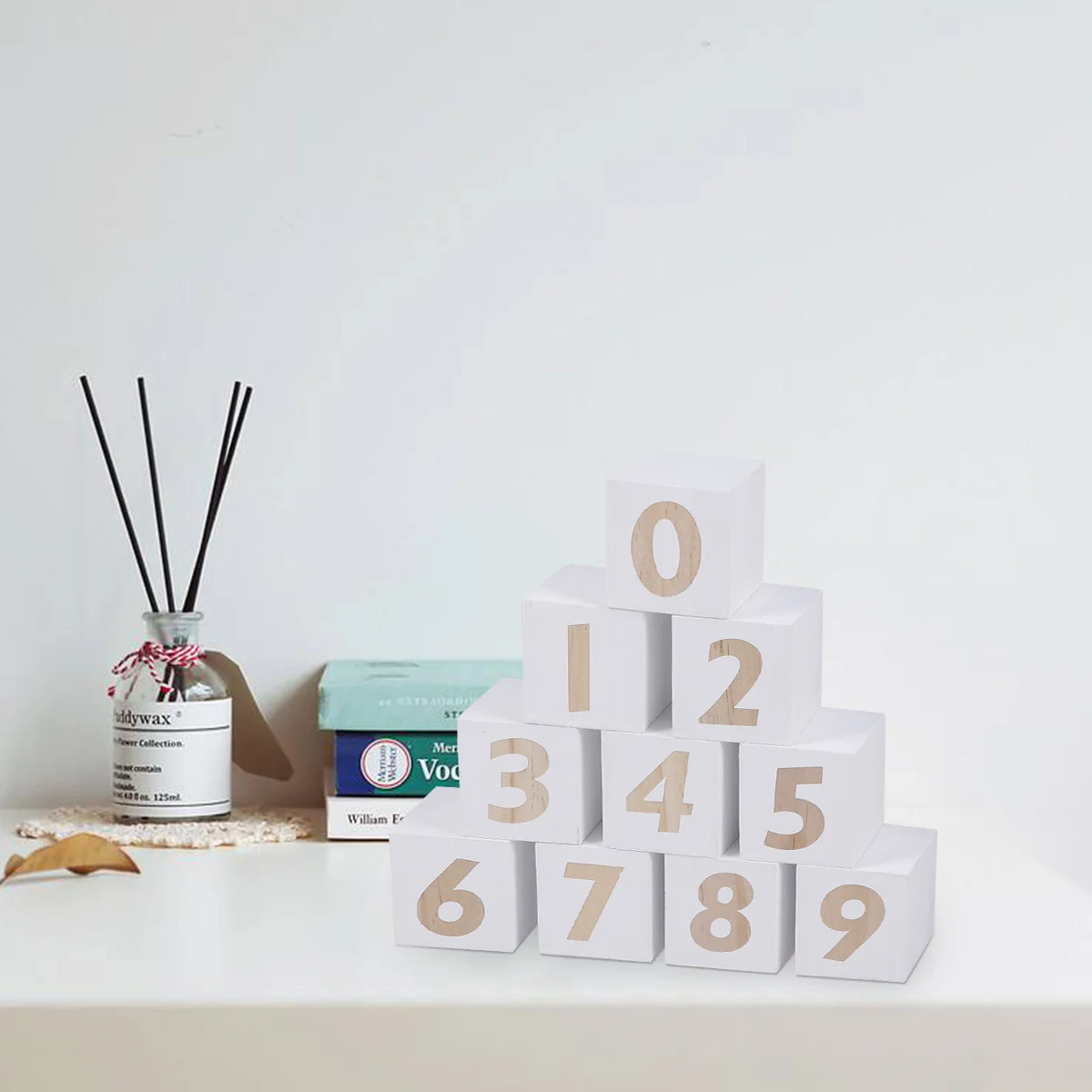 

10pcs 5Cm White Number Cubes Wooden Blocks For Kids Diy Craft Decor Educational Montessori Style Learning Home Party Wedding