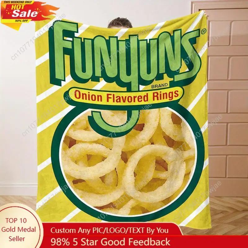 

Funyun's Onion Flavored Rings Printed Flannel Blanket - Soft Comfortable Throw for Bed Sofa Office or Camping Custom Blankets